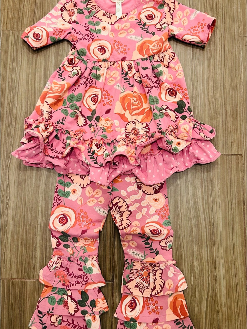 Matilda Jane Pink Floral Ruffle Matching Set